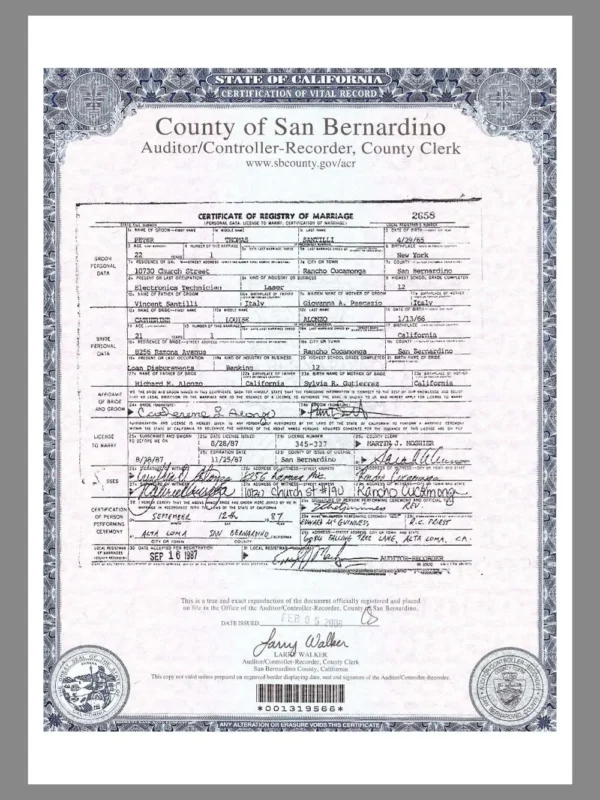 Marriage Certificate
